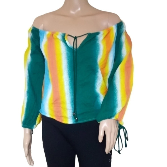 BCBGeneration Faded Striped Off The Shoulder Top - Picture 1 of 6